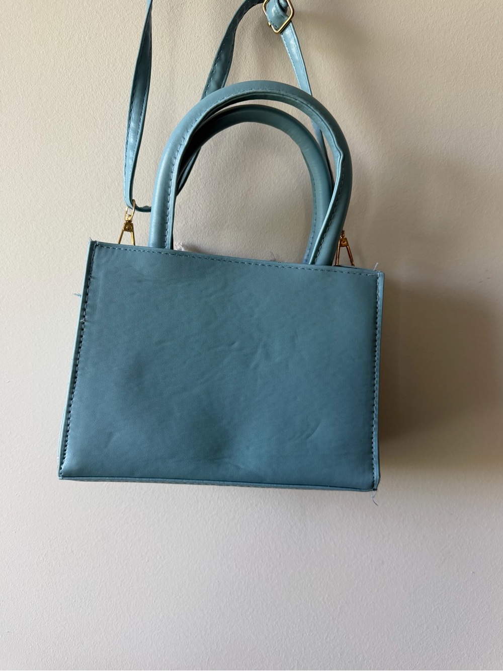 Light Blue Denim Frayed Pattern Tote Bag - Picture 4 of 4